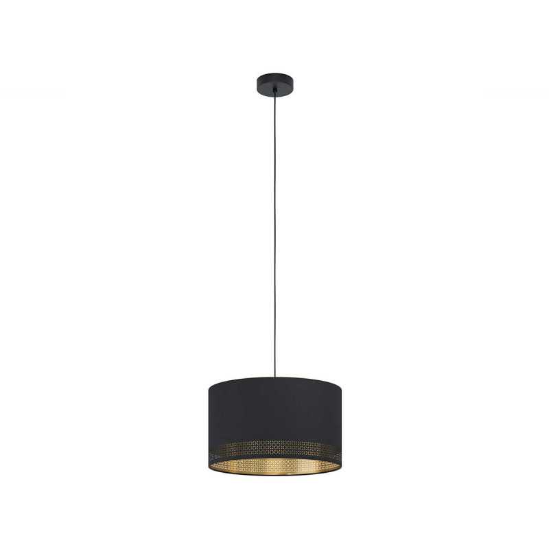 Suspension noir dorée tissu Esteperra E27 40w H1100 D380