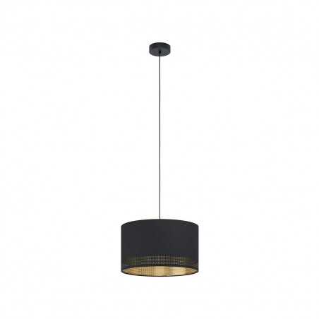 Suspension noir dorée tissu Esteperra E27 40w H1100 D380