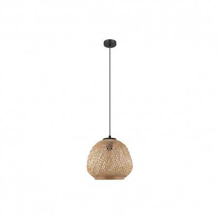 Suspension acier bois- nature E27 DEMBLEBY40W max H1100 D320