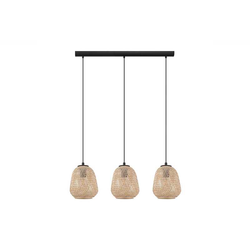 Suspension acier bois- nature E27 DEMBLEBY 3x40W max H1100 l900