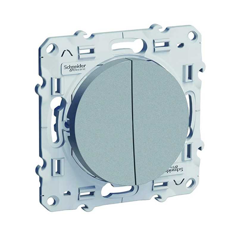 Interrupteur double va-et-vient 10A alu ODACE
