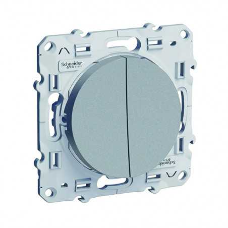 Interrupteur double va-et-vient 10A alu ODACE
