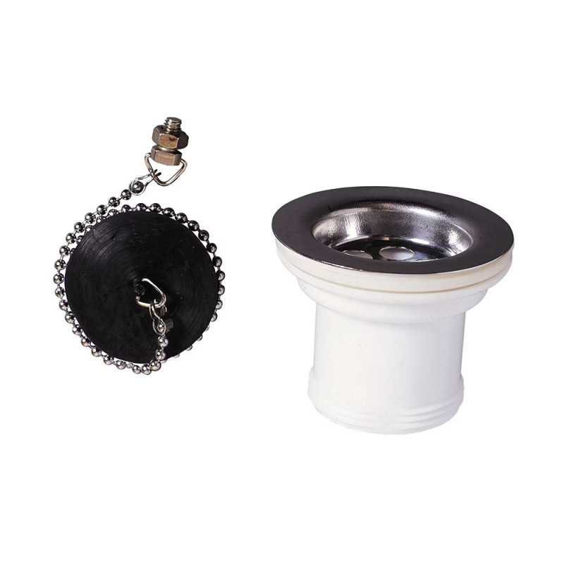 Bonde à bouchon pour evier inox