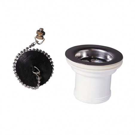 Bonde à bouchon pour evier inox