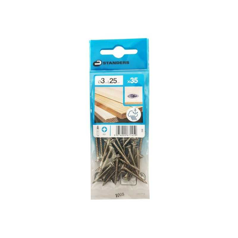 Lot de 35 Vis Inox Tête Fraisée Standers Diam.3 Mm X L.25 Mm