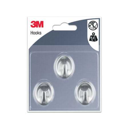 Lot de 3 crochets adhésif 3M argent 0.3 kg