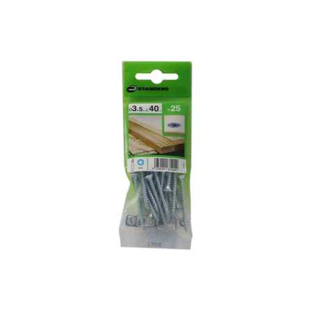 Lot de 25 Vis Acier Tête Fraisée Standers Diam.3.5 Mm X L.40 Mm