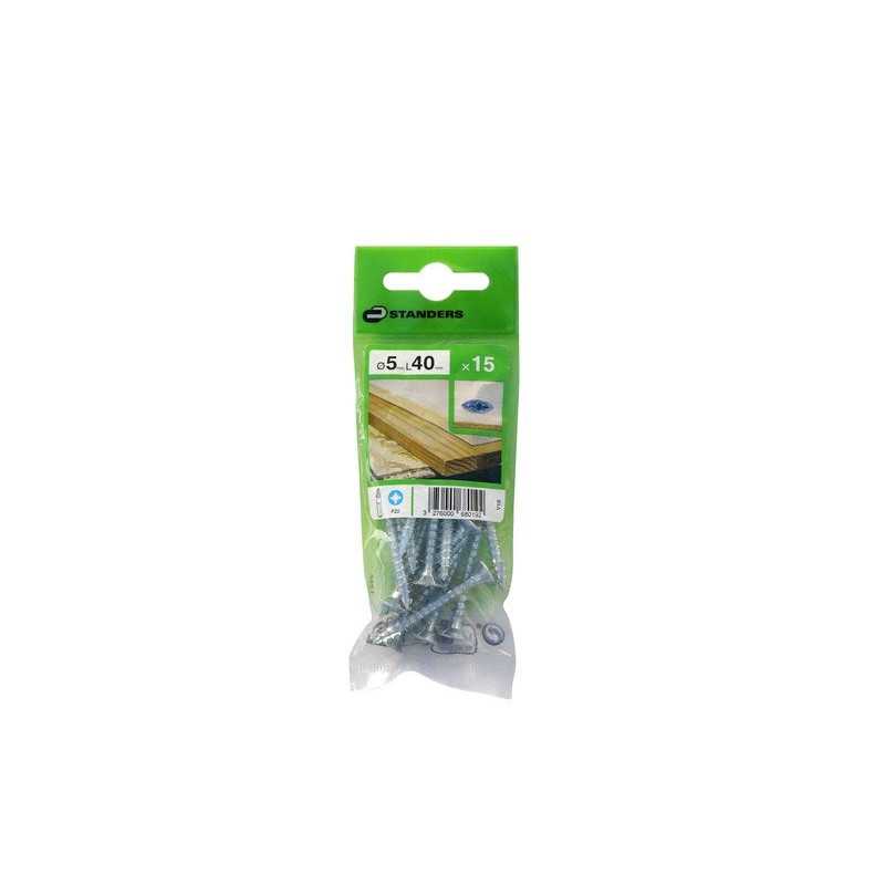 Lot de 15 Vis Acier T?te Frais?e Standers Diam.5 Mm X L.40 Mm