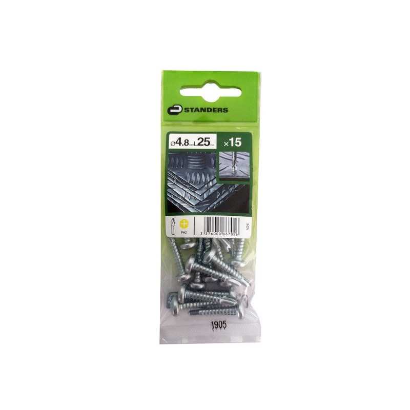Lot de 15 Vis autoperceuse Acier Tête Fraisée Phillips Standers X L.25 Mm