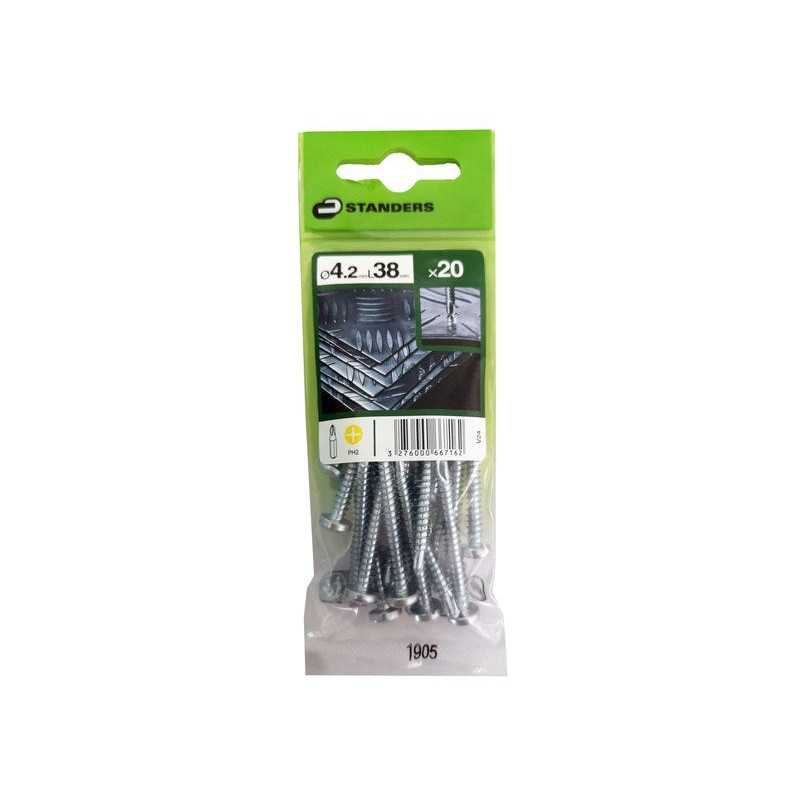 Lot de 20 Vis autoperceuse Acier tête Fraisée Phillips Standers X L.38 Mm