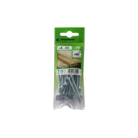 Lot de 20 Vis Acier Tête Fraisée Standers Diam.4 Mm X L.45 Mm