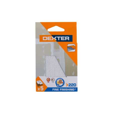 Lot de 5 feuilles abrasives Dexter pour ponceuse spéciale plâtre Grains 220