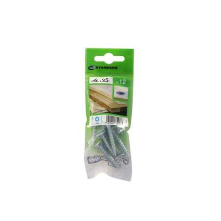 Lot de 12 Vis Acier Tête Fraisée Standers Diam.6 Mm X L.35 Mm