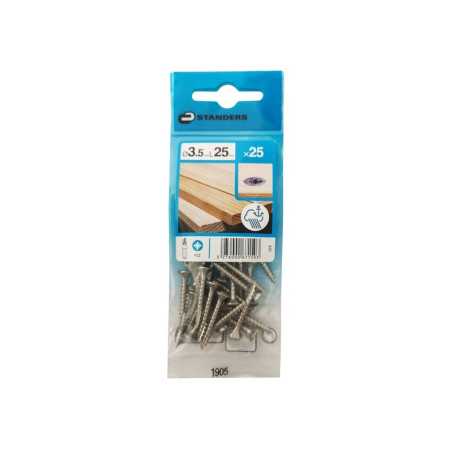 Lot de 25 Vis Inox Tête Fraisée Standers Diam.3.5 Mm X L.25 Mm