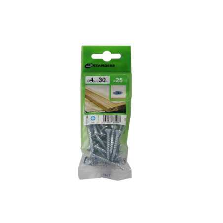 Lot de 25 Vis Acier Tête Fraisée Standers Diam.4 Mm X L.30 Mm