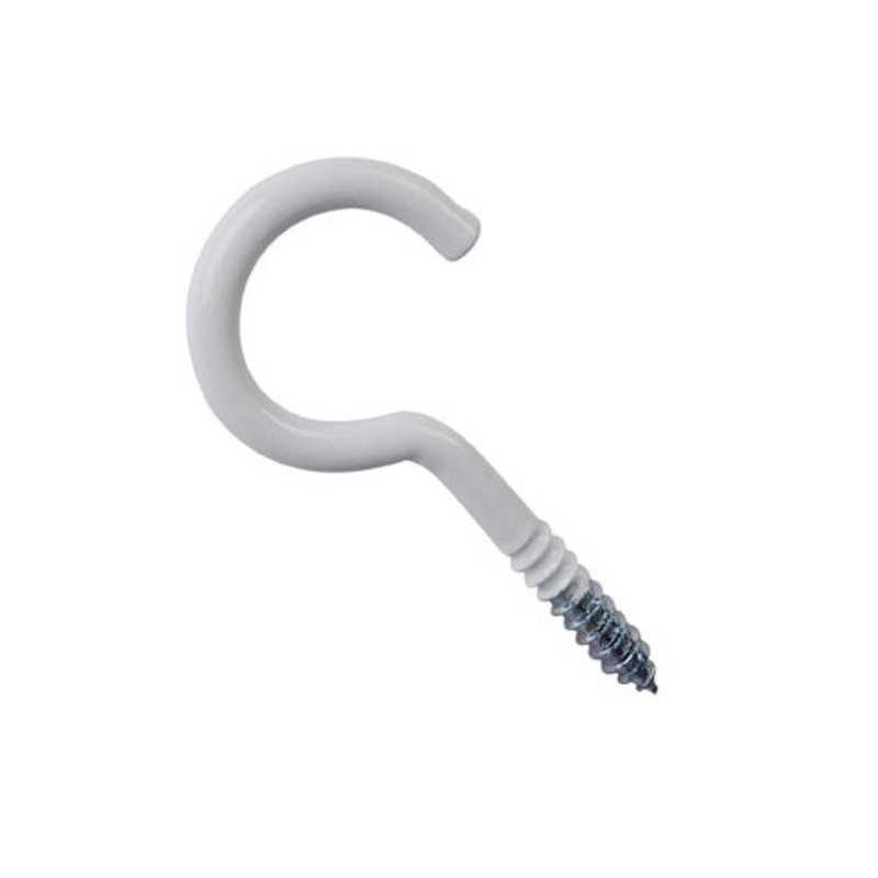 Lot de 6 Crochets à Visser Acier Epoxy Blanc Diam.4 X L.30 Mm Standers