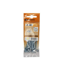 Lot de 10 boulons tête autofraisée plate acier Zingué L.60 X diam.4 mm
