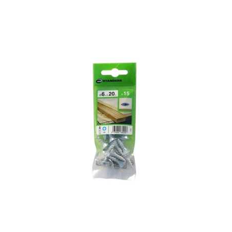Lot de 15 Vis Acier Tête Fraisée Standers Diam.6 Mm X L.20 Mm