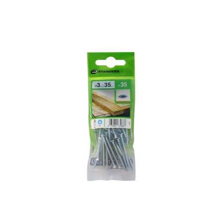 Lot de 35 Vis Acier Tête Fraisée Standers Diam.3 Mm X L.35 Mm