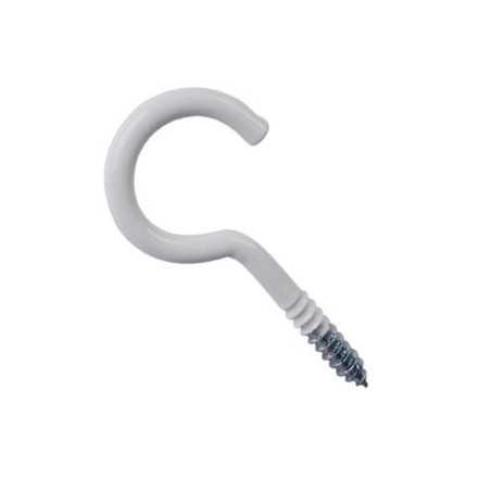Lot de 12 crochets à visser acier epoxy blanc diam.3.5 X L.20 mm