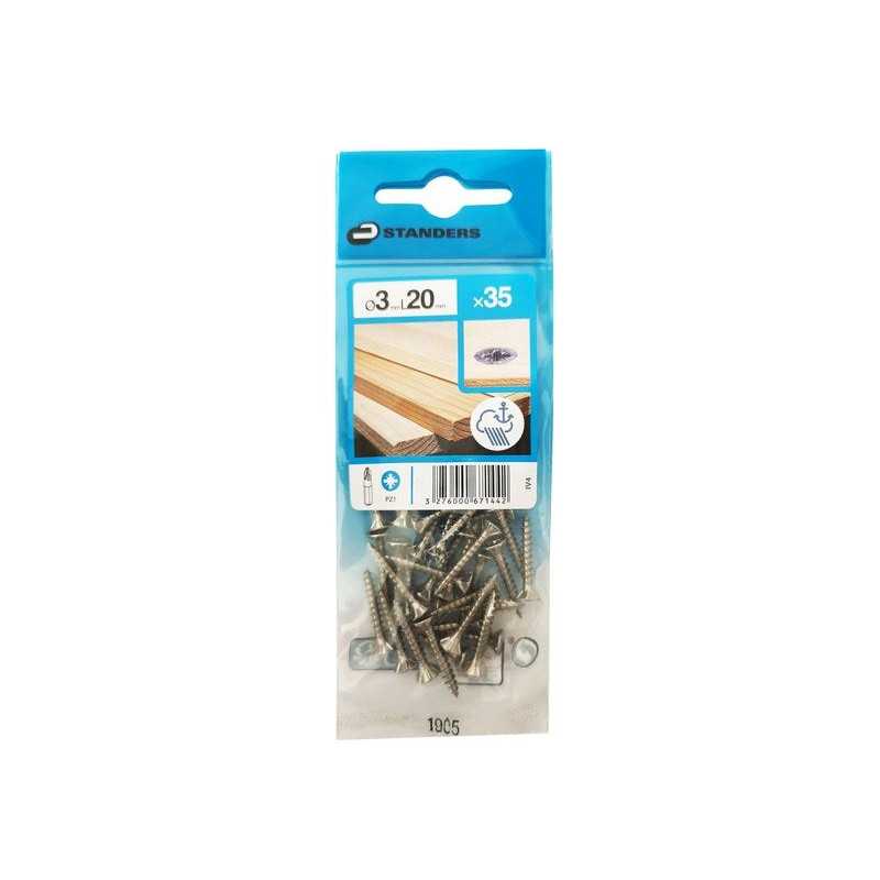 Lot de 35 Vis Inox Tête Fraisée Standers Diam.3 Mm X L.20 Mm