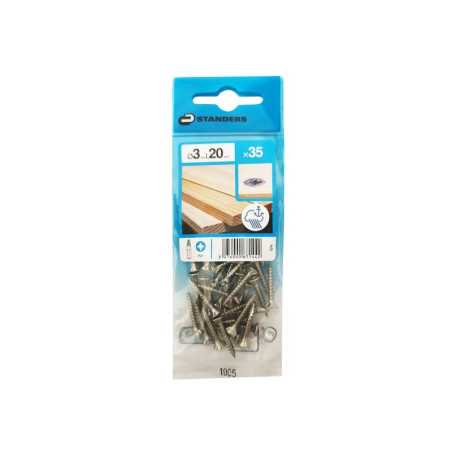 Lot de 35 Vis Inox Tête Fraisée Standers Diam.3 Mm X L.20 Mm