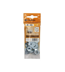Lot de 4 Boulons Tête 6 Pans Acier Zingué L.60 X Diam.8 Mm Standers