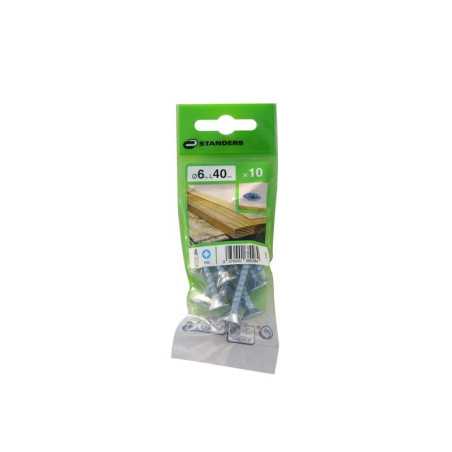 Lot de 10 Vis Acier Tête Fraisée Standers Diam.6 Mm X L.40 Mm