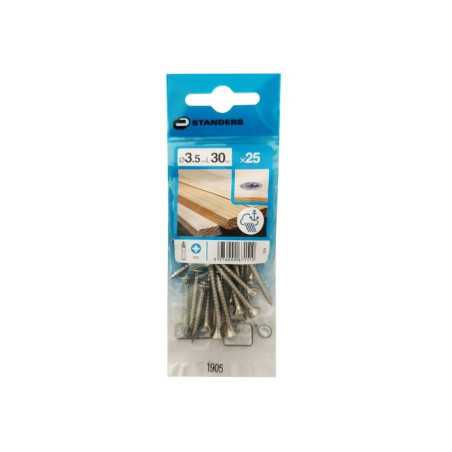 Lot de 25 Vis Inox Tête Fraisée Standers Diam.3.5 Mm X L.30 Mm