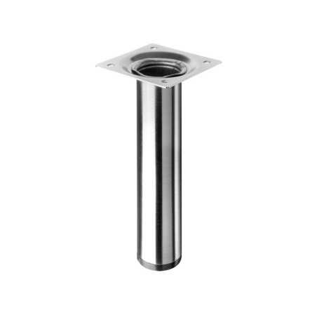 Pied de meuble cylindrique fixe en acier brossé gris