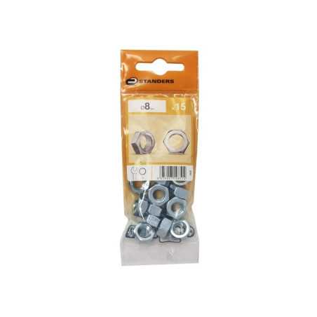 Lot de 15 écrous 6 Pans Acier Diam.8 Mm Standers