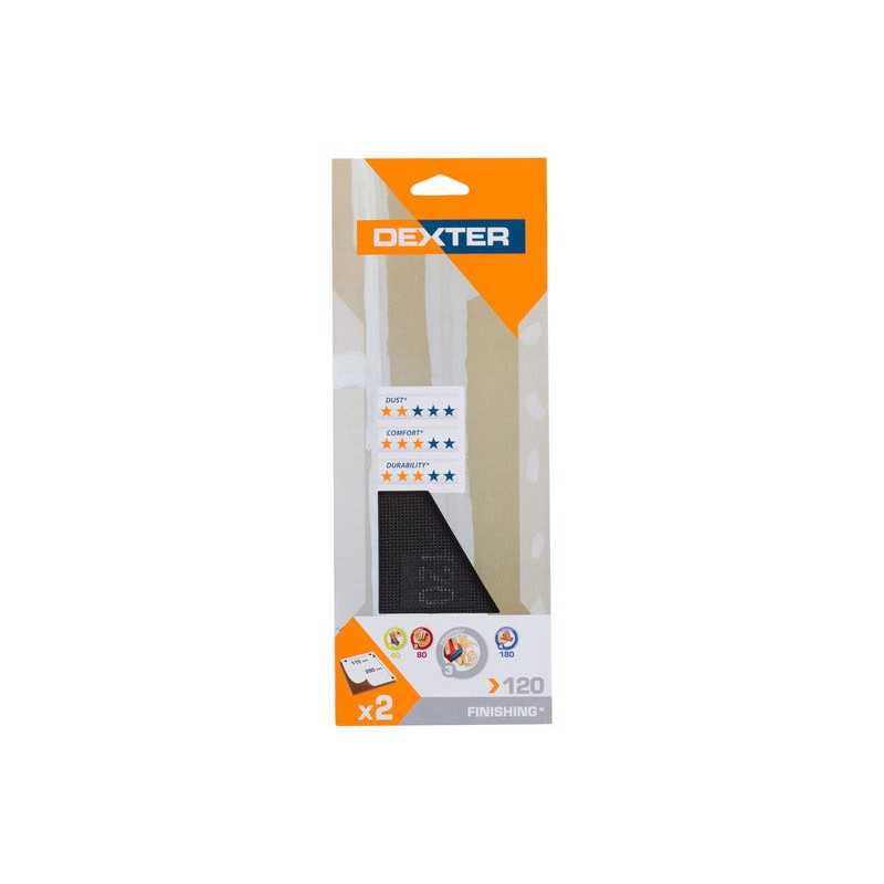 Lot de 2 Grilles Abrasives Dexter Pour Ponceuse De Mur Grains 120