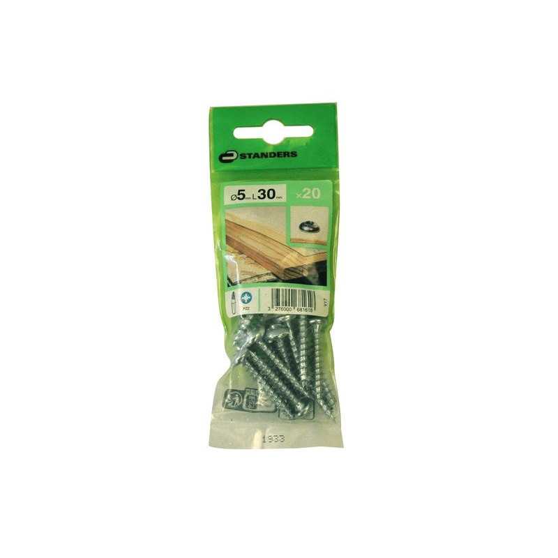 Lot de 20 Vis Acier Tête Ronde Standers Diam.5 Mm X L.30 Mm