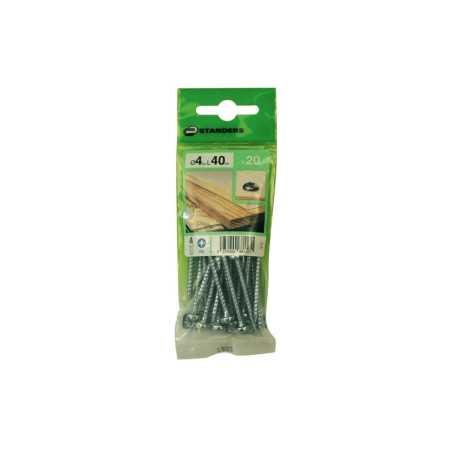Lot de 20 Vis Acier Tête Ronde Standers Diam.4 Mm X L.40 Mm