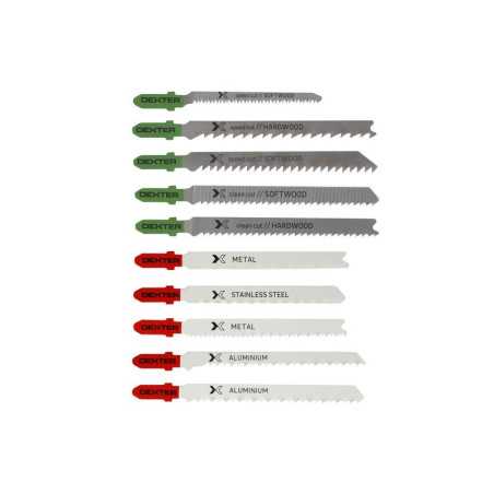 Lot de 10 lames pour bois et métaux coupe droite 0.5-50 Mm