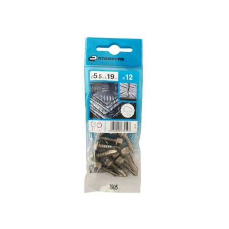 Lot de 12 Vis autoperceuse Inox Hexagonal Hexagonal Standers X L.19 Mm