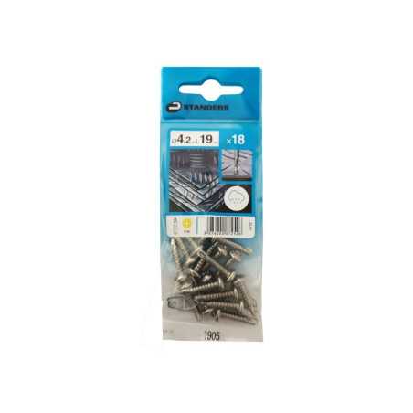 Lot de 18 Vis autoperceuse Inox tête Ronde Phillips Standers X L.19 Mm