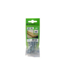 Lot de 30 Vis Acier Tête Fraisée Standers Diam.3 Mm X L.40 Mm