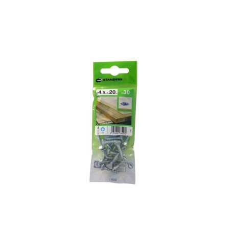 Lot de 30 Vis Acier Tête Fraisée Standers Diam.4.5 Mm X L.20 Mm