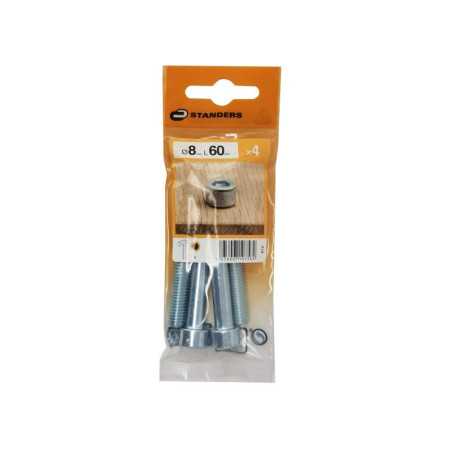 Lot de 4 Vis Pas Métrique Tête Cylindrique Bombée Acier Zingué L.60 Standers