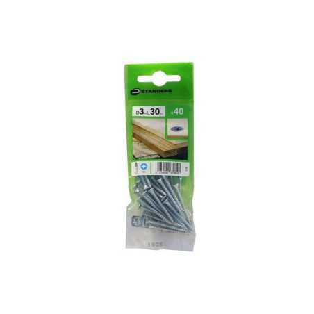 Lot de 40 Vis Acier Tête Fraisée Standers Diam.3 Mm X L.30 Mm