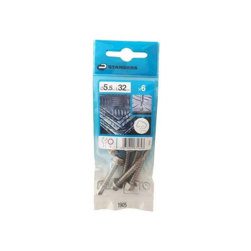 Lot de 6 vis autoperceuse Inox Hexagonal X L.32 Mm