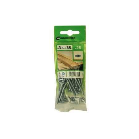 Lot de 25 Vis Acier Tête Fraisée Standers Diam.3.5 Mm X L.35 Mm
