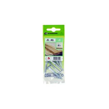 Lot de 8 Vis Acier Tête Ronde Standers Diam.6 Mm X L.40 Mm