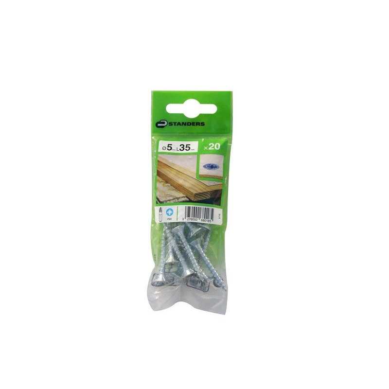 Lot de 20 Vis Acier T?te Frais?e Standers Diam.5 Mm X L.35 Mm