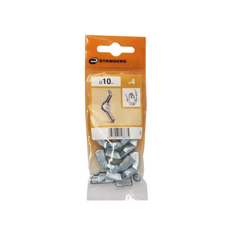 Lot de 4 écrous Oreilles Acier Diam.10 Mm Standers