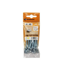 Lot de 15 Boulons Tête Cylindrique Acier Zingué L.40 X Diam.4 Mm Standers