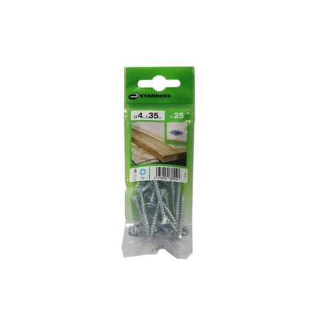 Lot de 25 Vis Acier Tête Fraisée Standers Diam.4 Mm X L.35 Mm