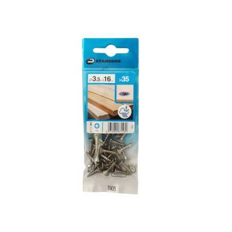 Lot de 35 Vis Inox Tête Fraisée Standers Diam.3.5 Mm X L.16 Mm
