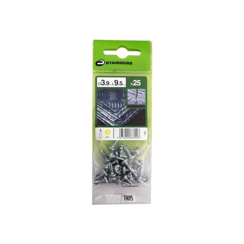 Lot de 25 Vis autoperceuse Acier Tête Fraisée Phillips Standers X L.9.5 Mm